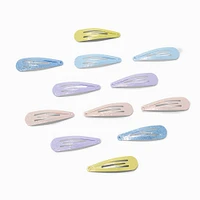 Pastel Glitter Snap Hair Clips - 12 Pack