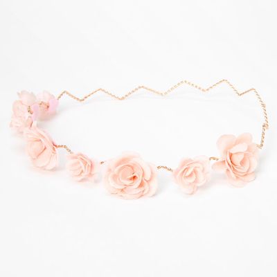 Glitter Roses Flower Crown Headwrap - Blush