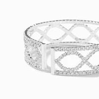 Silver-tone Infinity Rhinestone Cuff Bracelet