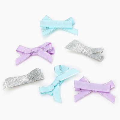 Claire's Club Pastel Glitter Hair Bow Clips - 6 Pack