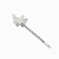 Silver-tone Butterfly Rhinestone Pearl Hair Pins - 6 Pack