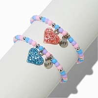 Best Friends Glitter Hearts Beaded Stretch Bracelets - 2 Pack