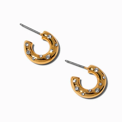 Gold-tone Crystal Studded Hoop Earrings