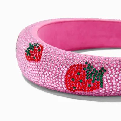 Pink Strawberry Crystal Embellished Headband