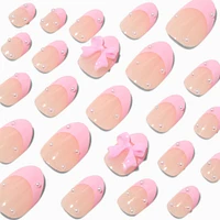 Pink 3D Bow Stiletto Press On Vegan Faux Nail Set - 24 Pack