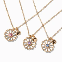 Best Friends Crystal Daisy Pendant Necklaces - 3 Pack