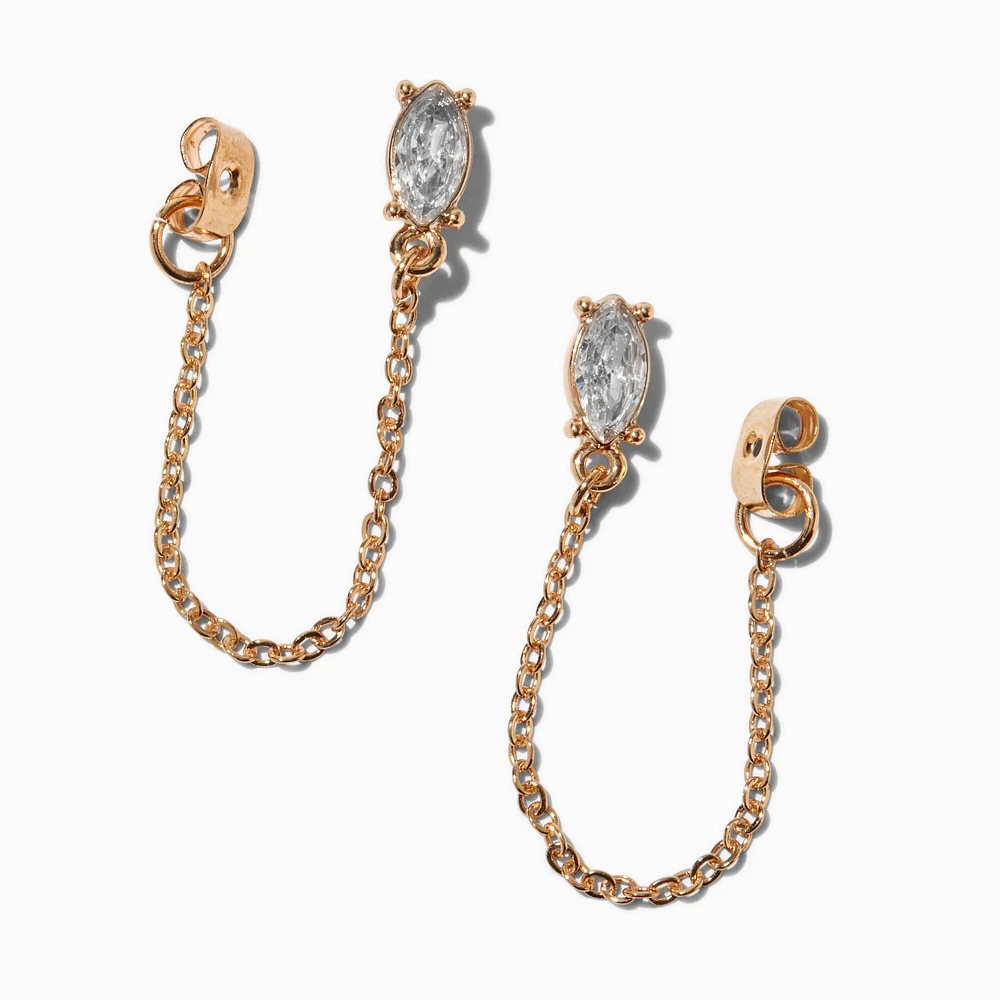 Gold-tone Cubic Zirconia Connector Earrings