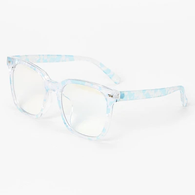 Pearlized Blue Retro Clear Lens Frames