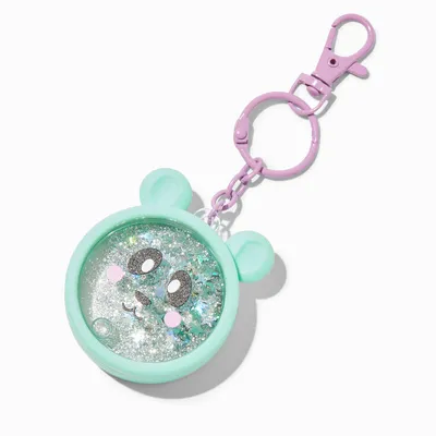 Bear Head Water-Filled Glitter Keychain