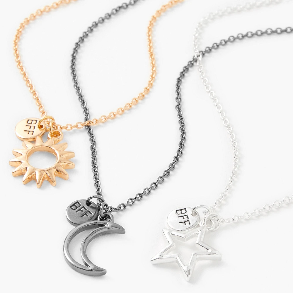 Best Friends Mixed Metal Cosmic Pendant Necklaces - 3 Pack