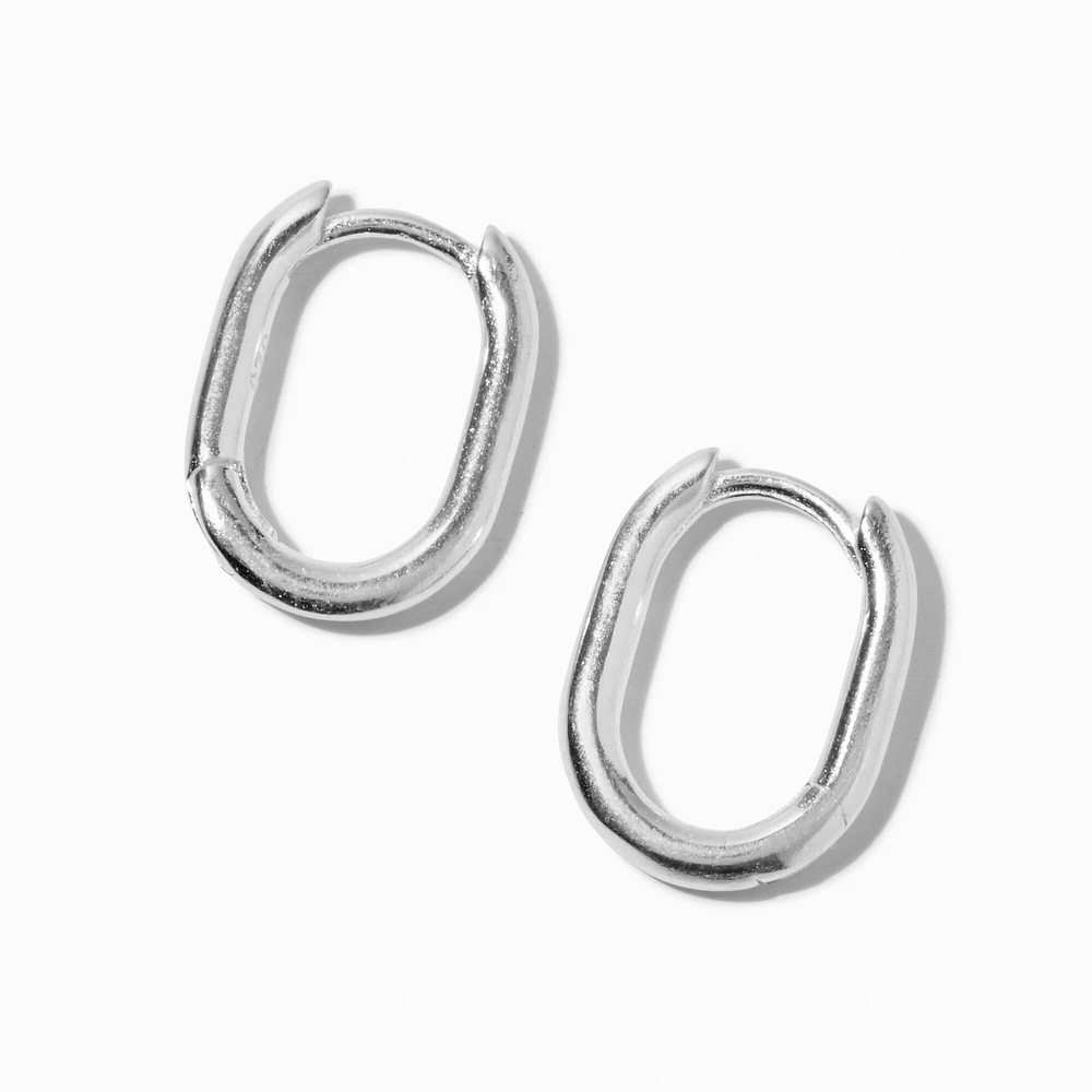 C LUXE by Claire's Sterling Silver Oval Clicker Hoop Earrings