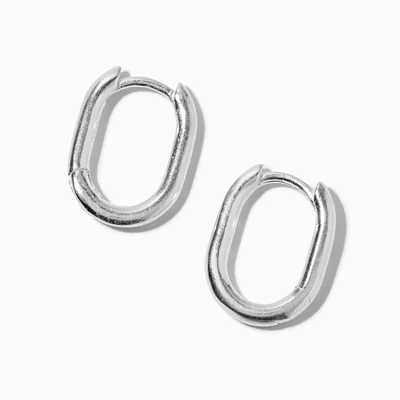 C LUXE by Claire's Sterling Silver Oval Clicker Hoop Earrings