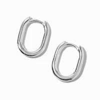 C LUXE by Claire's Sterling Silver Oval Clicker Hoop Earrings