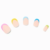 Rainbow French Tip Almond Vegan Faux Nail Set - 24 Pack