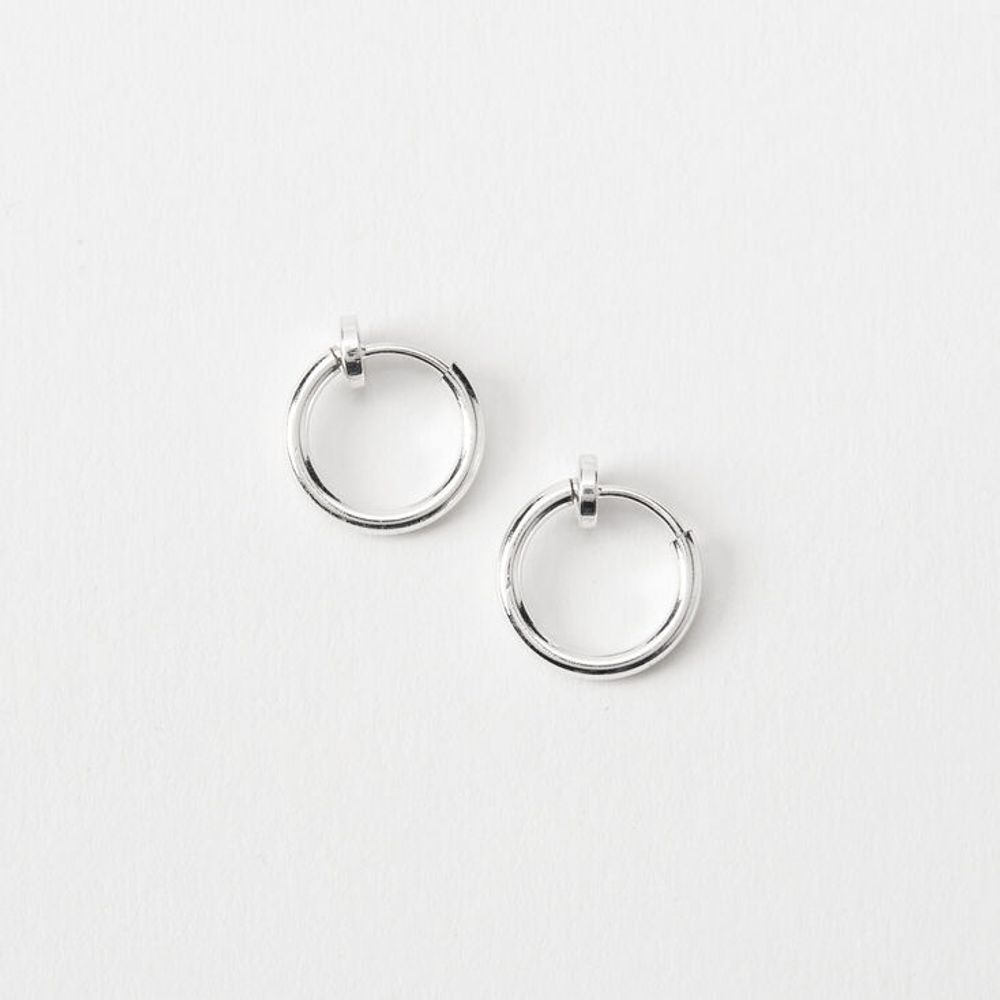 Silver-tone 15MM Clip On Hoop Earrings