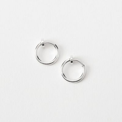 Silver-tone 15MM Clip On Hoop Earrings