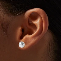 Small White Pearl Stud Earrings - 3 Pack