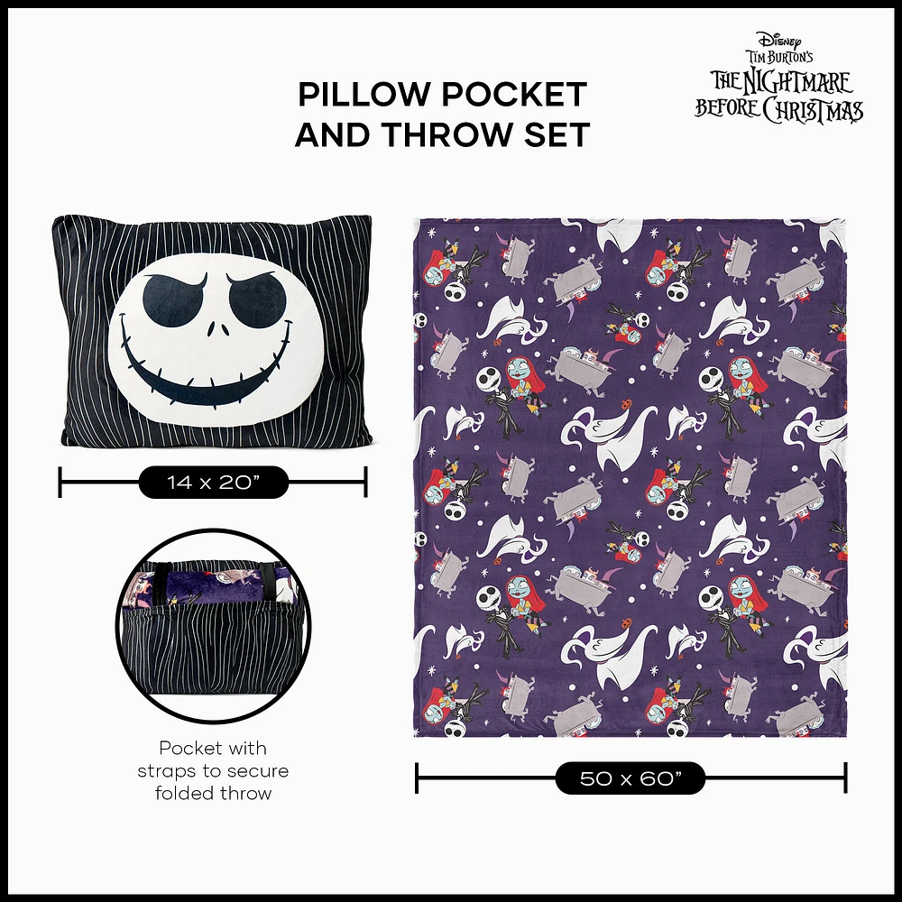 The Nightmare Before Christmas™ Jump Scare Silk Touch Throw Blanket with Plush Pocket Pillow (ds)