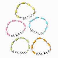 Best Friends Rainbow Beaded Stretch ''Bestie'' Bracelets - 5 Pack