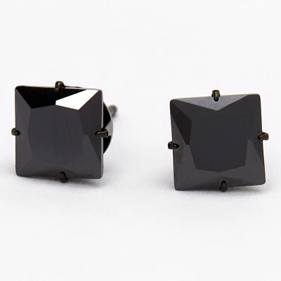 C LUXE by Claire's Black Titanium Cubic Zirconia 7MM Square Stud Earrings