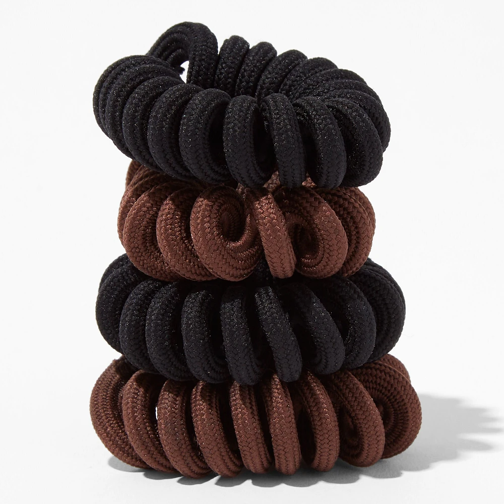 Black And Brown Spiral Hair Ties - 4 Pack