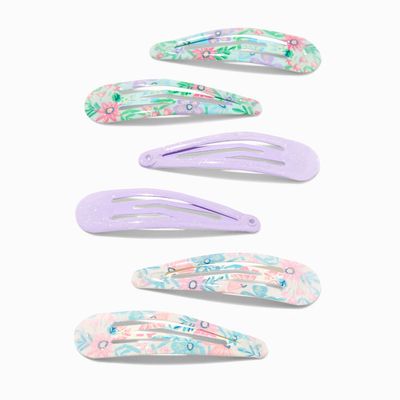Claire's Club Flower Print Snap Hair Clips - 6 Pack