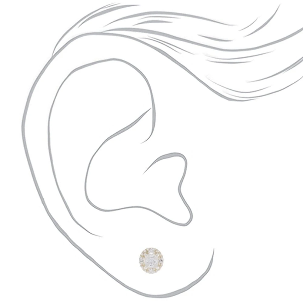 C LUXE by Claire's Sterling Silver Cubic Zirconia 3mm Square Halo Stud Earrings