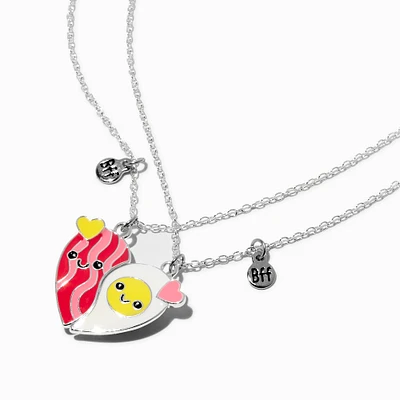 Best Friends Bacon & Egg Split Heart Pendant Necklaces - 2 Pack