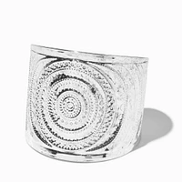 Silver-tone Antiqued Medallion Cuff Bracelet