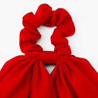Small Pleated Scarf Hair Scrunchie - Red