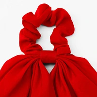 Small Red Pleated Scarf Hair Scrunchie