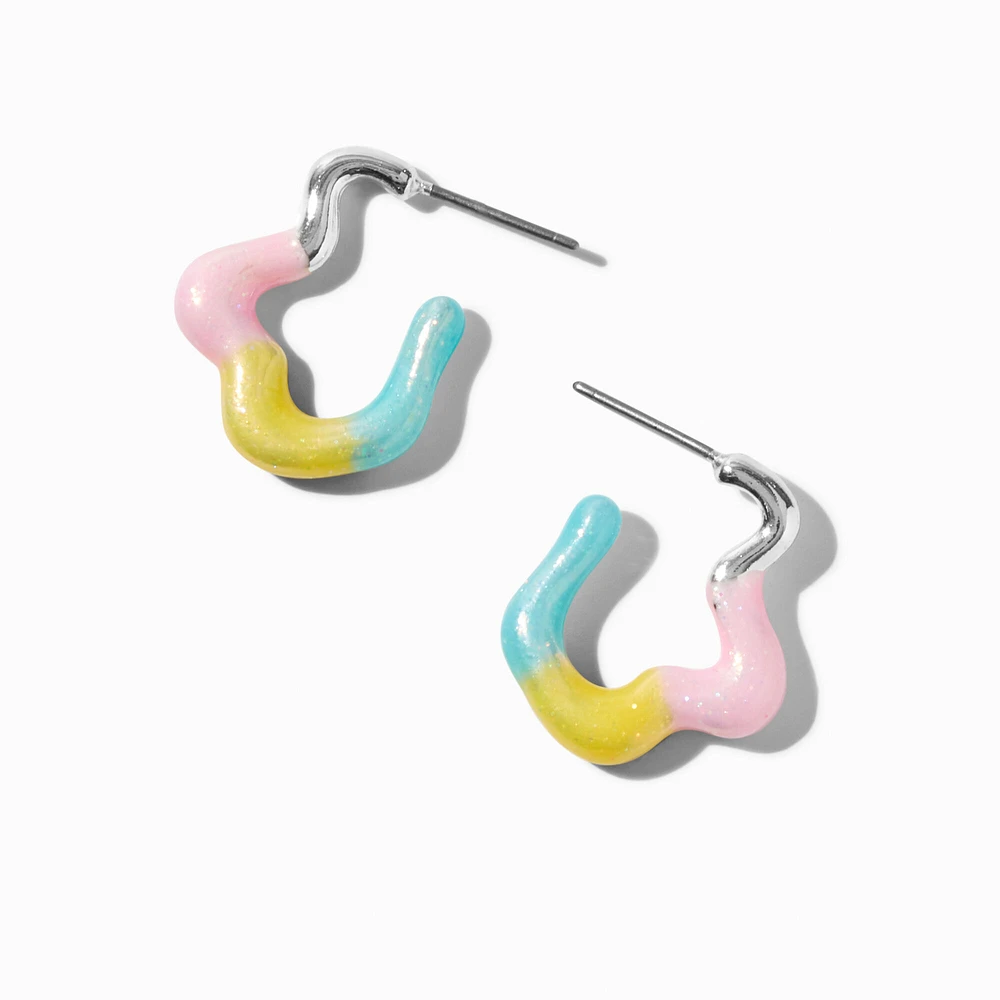 Rainbow Drippy Hoop Earrings