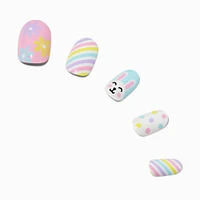 Easter Bunny & Eggs Round Press On Faux Nail Set - 24 Pack