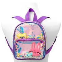Claire's Club Purple Transparent Confetti Animal Pals Backpack