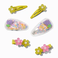 Claire's Club Tulip & Daisy Shaker Snap Hair Clips - 6 Pack