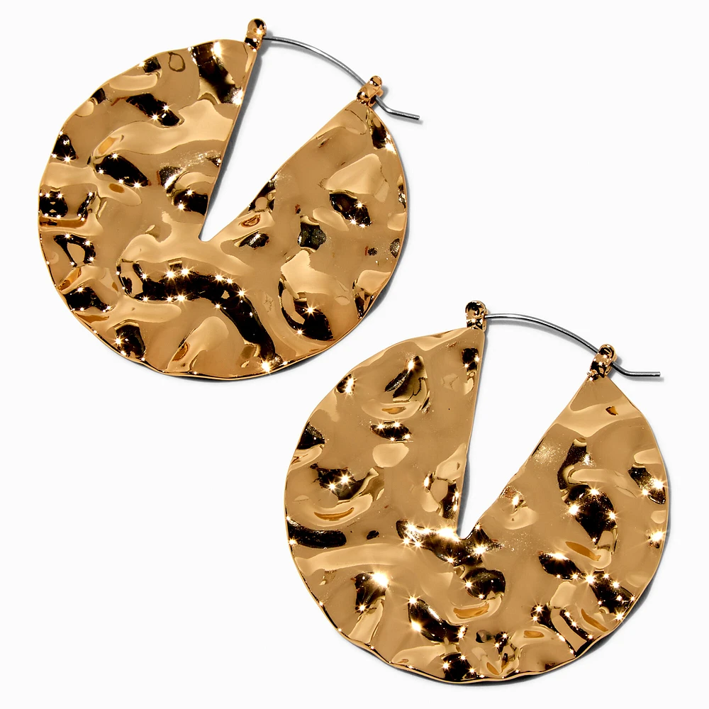 Gold-tone Crinkle Hoop Earrings