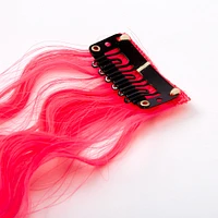 Neon Pink Curly Faux Hair Clip In Extensions - 2 Pack