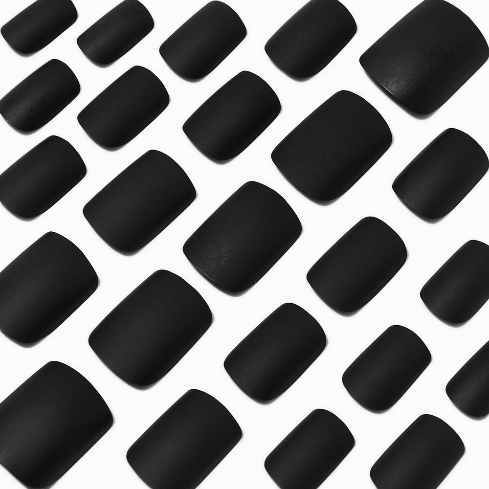 Matte Black Medium Square Vegan Faux Nail Set - 24 Pack