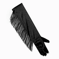 Black Fringe Long Gloves