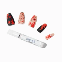 Cherry Flame Squareletto Vegan Faux Nail Set - 24 Pack