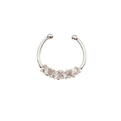 Silver Crystal Faux Hoop Nose Ring