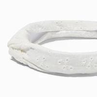 Claire's Club White Eyelet Knotted Bow Headband