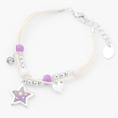 Silver Glow In The Dark Star Multi Strand Bracelet