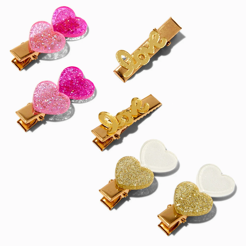 Claire's Club Heart to Heart Valentine's Day Hair Clips - 6 Pack