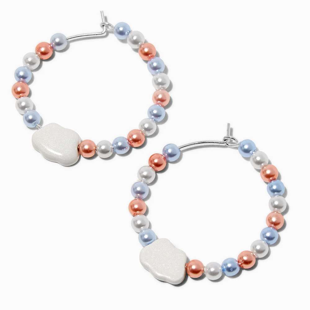 Blue & Orange Beaded Cloud Hoop Earrings