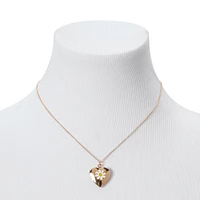 Gold Daisy Heart Locket 16" Pendant Necklace