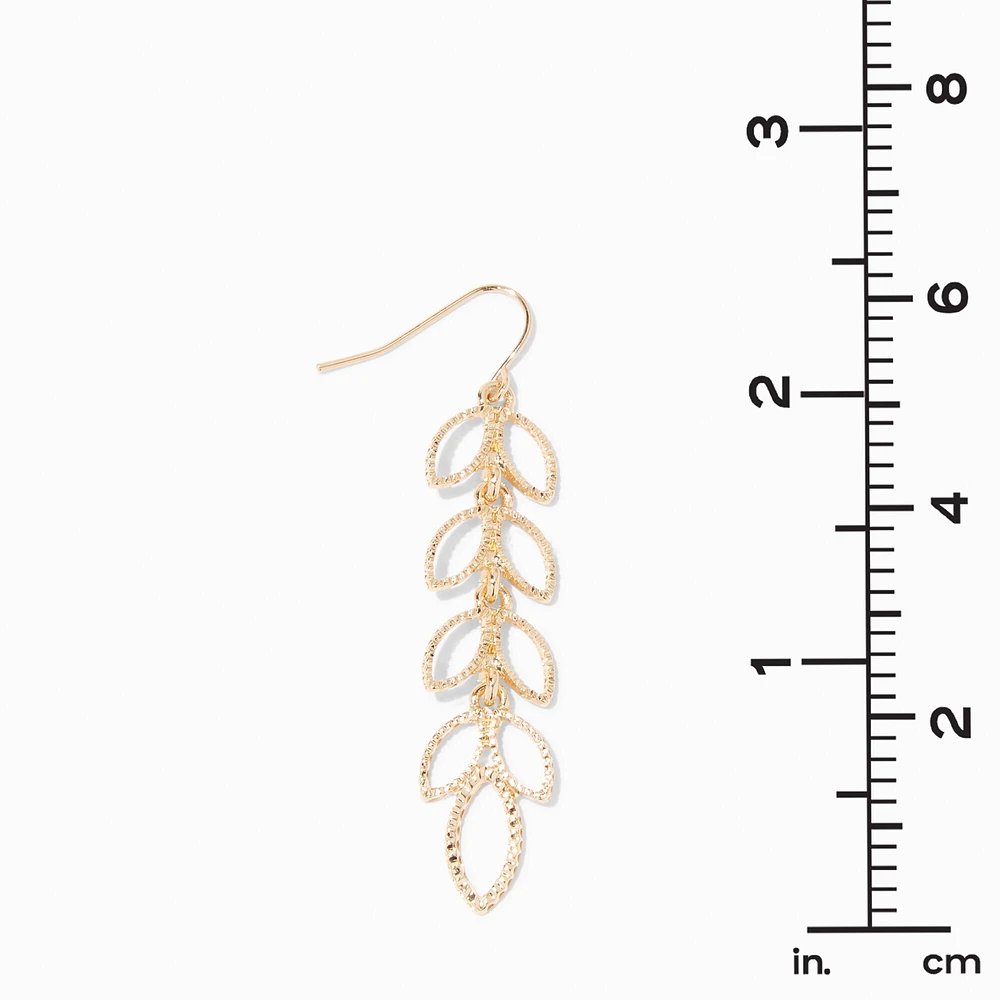 Gold Bubble Leaf 2" Drop Earrings