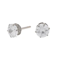 C LUXE by Claire's Silver Titanium Cubic Zirconia 6MM Round Stud Earrings