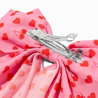 Heart Cherry Pink Hair Bow Clip