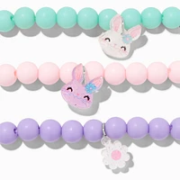 Claire's Club Matte Bunny & Daisy Beaded Stretch Bracelets - 3 Pack